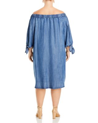 Julie Off-the-Shoulder Chambray Dress