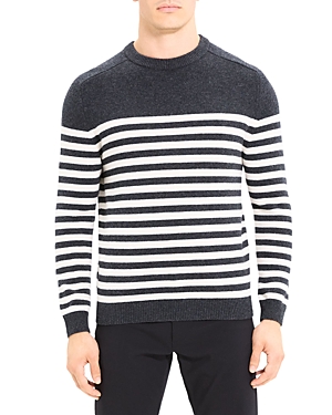 Theory Latho Stripe Wool Blend Sweater In Pestle Melange/ Ivory