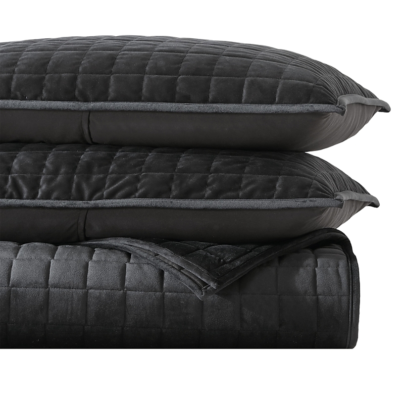 Vera Wang Black Quilted Velvet Comforter Set
