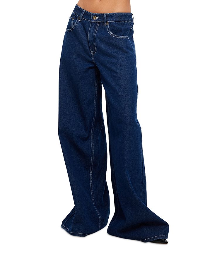 Lioness Idol Low Rise Wide Leg Jeans in Blue Denim | Bloomingdale's