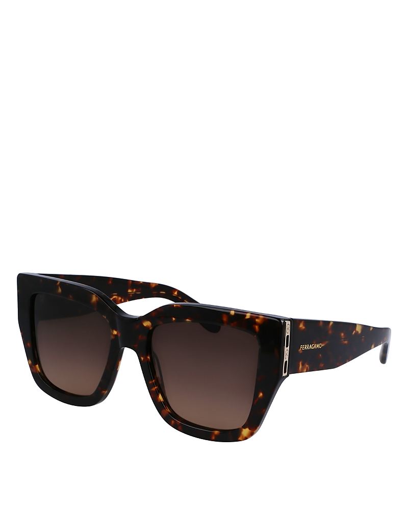 Ferragamo Gancini 55mm Modified Rectangular Sunglasses In Tortoise/brown Gradient