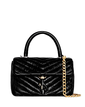 Shop Rebecca Minkoff Edie Leather Top Handle Bag In Black
