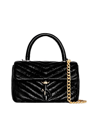 Rebecca Minkoff Edie Crinkle Quilted Top-handle Bag In Black