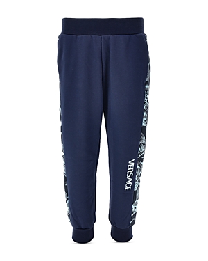 Versace Boys' Fleece + Barocco Print Logo Sweatpants - Big Kid In Navy+light
