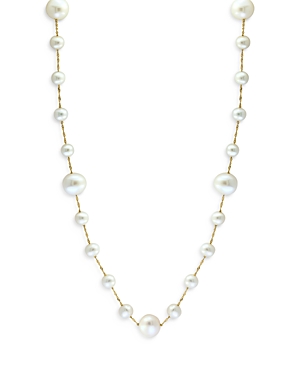 Bloomingdale's Cultured Freshwater Pearl Station Collar Necklace In 14k Yellow Gold, 18 In White/gold