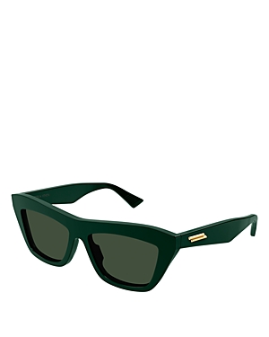 Shop Bottega Veneta Classic Ribbon Cat Eye Sunglasses, 55mm In Green/green Solid