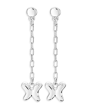 Uno De 50 Wings Butterfly Chain Drop Earrings In Silver