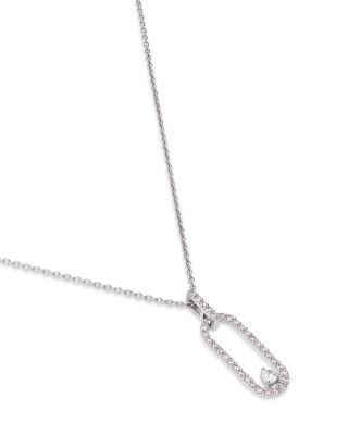 Diamond Oval Frame Pendant Necklace in 14K White Gold, 0.35 tcw