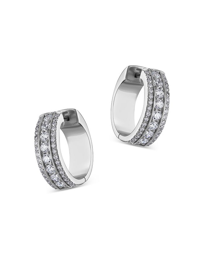 Bloomingdale's Diamond Triple Row Hoop Earrings in 14K White Gold, 0.85 ...