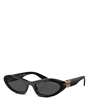 Shop Miu Miu Oval Sunglasses, 54mm In Black/gray Solid