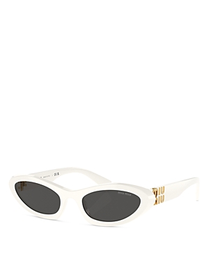 Shop Miu Miu Oval Sunglasses, 54mm In White/gray Solid