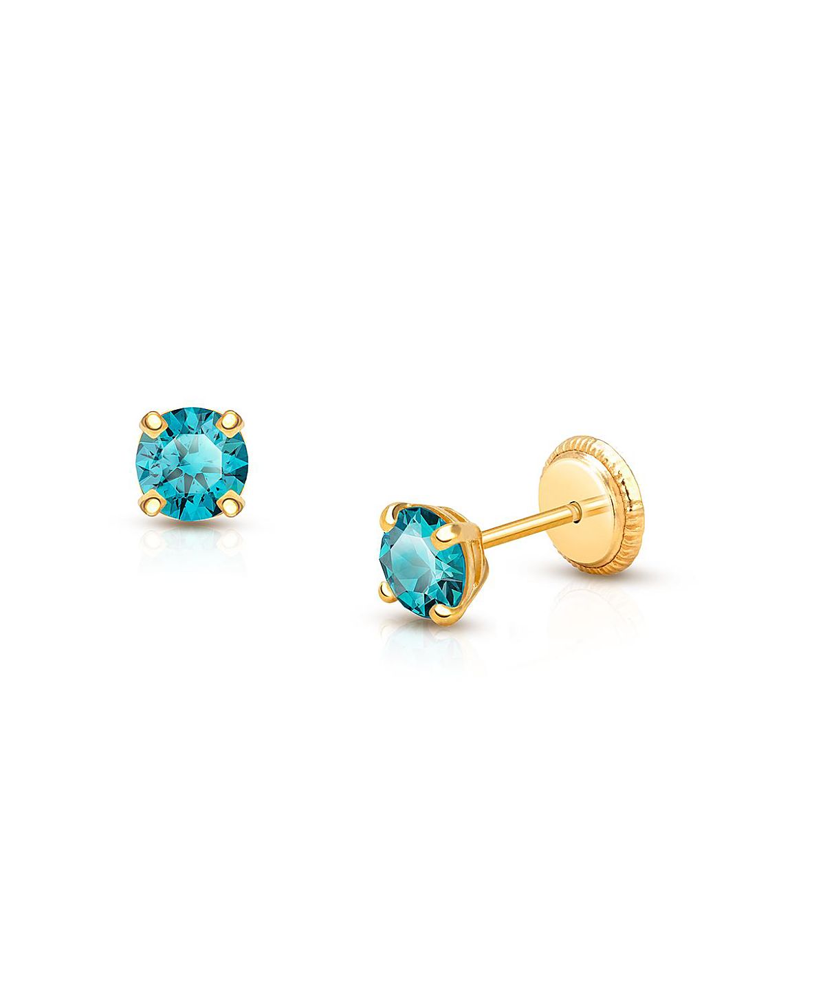 Tiny Blessings Children's 14K Gold 4mm Crystal Birthstone Studs Girls' Screw Back Earrings