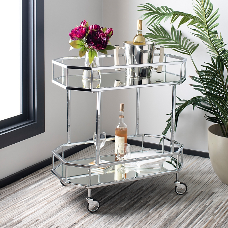Safavieh Silva 2-tier Octagon Bar Cart In Silver