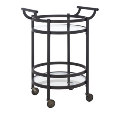 Sienna Black 2 Tier Round Bar Cart