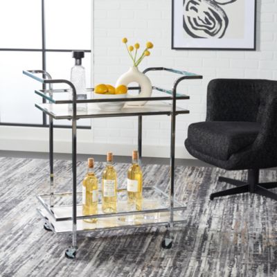 Safavieh - Lameris 2 Tier Chrome Bar Cart with Handles