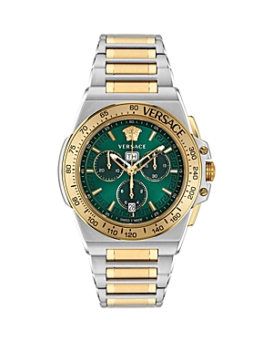 Shop Versace Greca Extreme Chrono Chronograph, 45mm In Green/two-tone