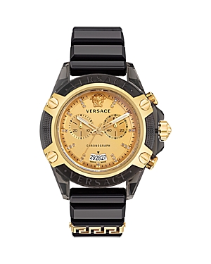 Shop Versace Icon Active Chronograph, 44mm In Gold/black