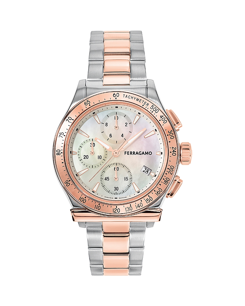 Ferragamo 1927 Chrono Bracelet Watch In White/two-tone