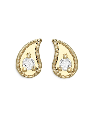 Moon & Meadow 14K Yellow Gold Diamond Paisley Stud Earrings