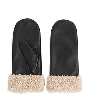 Whistles Borg Cuff Leather Mittens