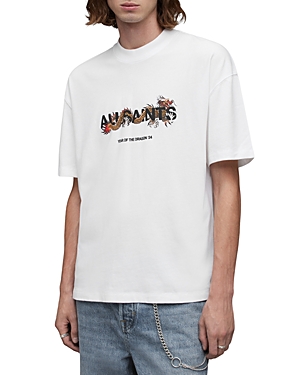Shop Allsaints Chiao Cotton Graphic Tee In Optic White