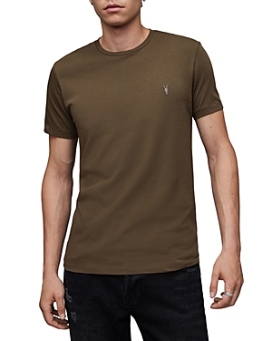 Allsaints Brace Tonic Organic Cotton T-shirt In Green/ Optic White