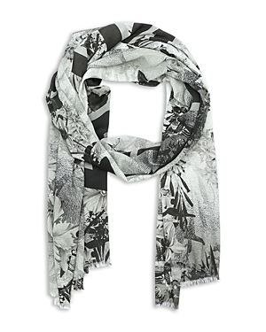 Allsaints Audrey Printed Oblong Scarf In Gray