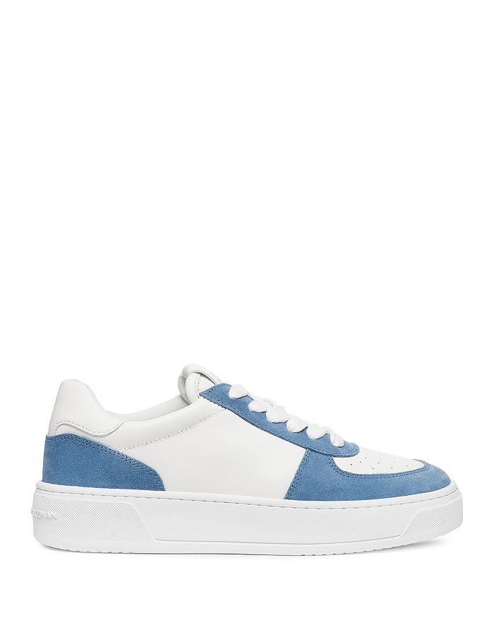 Shop Stuart Weitzman Women's Sw Courtside Lace Up Low Top Sneakers In White/blue