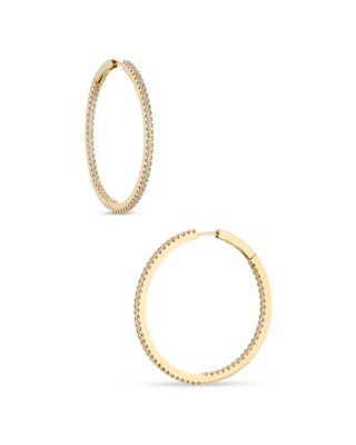 Nadri - Pav&eacute; Inside Out Hoop Earrings in 18K Gold Plated or Rhodium Plated