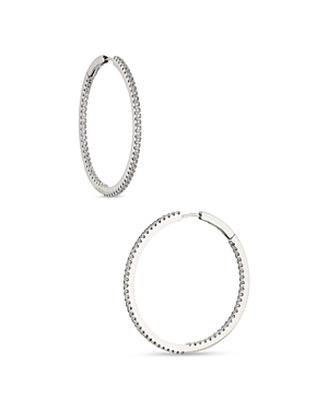 Nadri Pave Inside Out Hoop Earrings In 18k Gold Plated Or Rhodium Plated In Metallic
