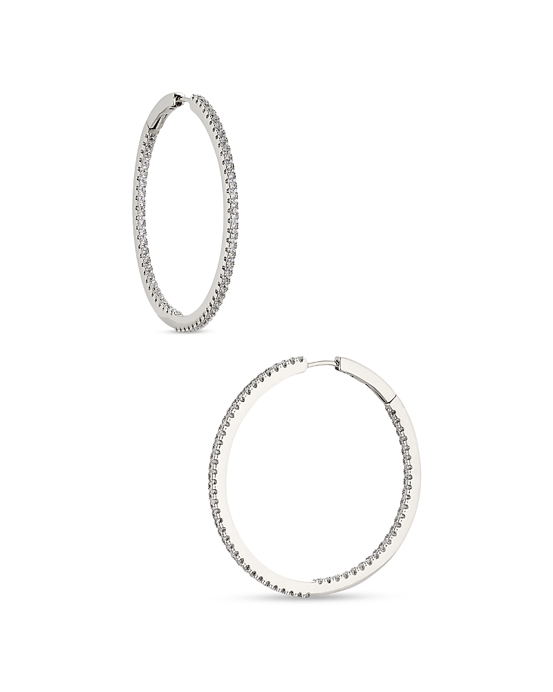 Nadri Pave Inside Out Hoop Earrings In 18k Gold Plated Or Rhodium Plated In Silver