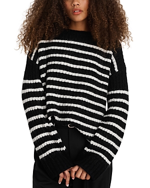 Shop Alex Mill Normandie Striped Sweater In Black/ivory