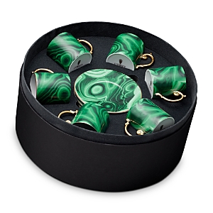 L'objet Malachite Espresso Cup And Saucer Gift Box In Green