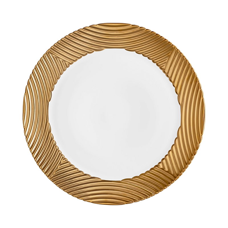 L'objet Corde Wide Rim Porcelain Charger Plate In Gold