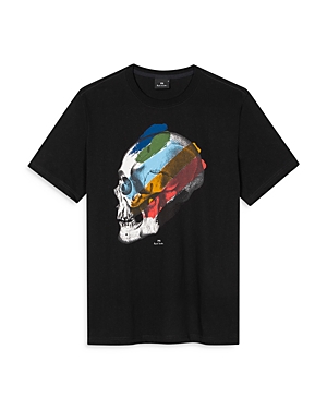 Ps By Paul Smith Striped Skull Short Sleeve Tee In Black
