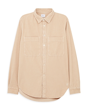 Shop Ps By Paul Smith Casual Fit Button Front Long Sleeve Shirt In Tan