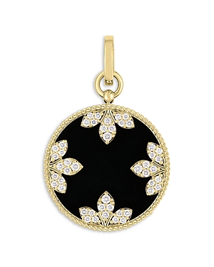 Roberto Coin 18K Yellow Gold Medallion Diamond & Black Jade Flower Pendant