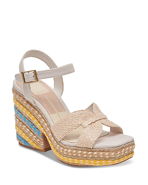 Shop Dolce Vita Women's Cale Ankle Strap Espadrille Platform Sandals In Light Natural Raffia