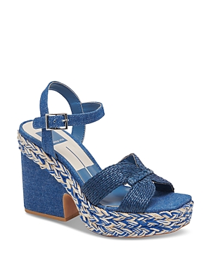 Shop Dolce Vita Women's Cale Ankle Strap Espadrille Platform Sandals In Blue Denim