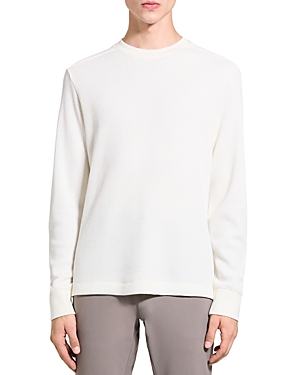 Shop Theory Mattis Crew In Studio Long Sleeve Waffle Knit Tee In Ivory