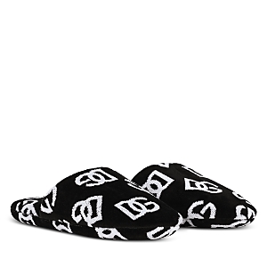Dolce & Gabbana Casa All-over Dg Logo Slippers In Black/white
