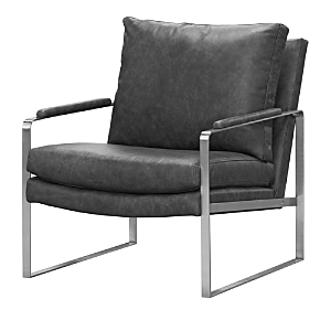 Max Home Everett Leather Accent Chair In Telluride Ash