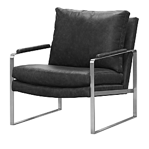 Max Home Everett Leather Accent Chair In Telluride Charcoal