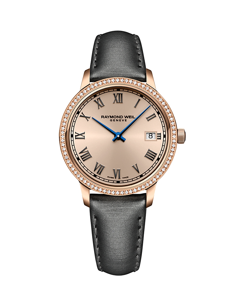Raymond Weil Women's Toccata Rose-goldtone Stainless Steel, 0.174 Tcw Diamond & Satin Strap Watch/29mm In Rose Gold/gray