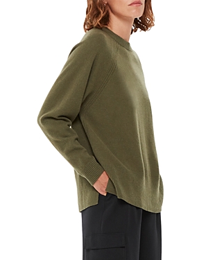 Whistles Ultimate Cashmere Crewneck Sweater In Khaki