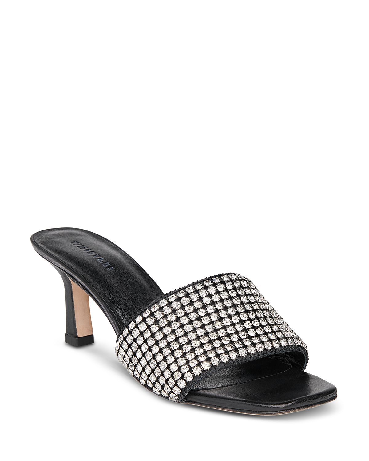 Whistles Women's Adella Square Toe Diamante Mid Heel Sandals