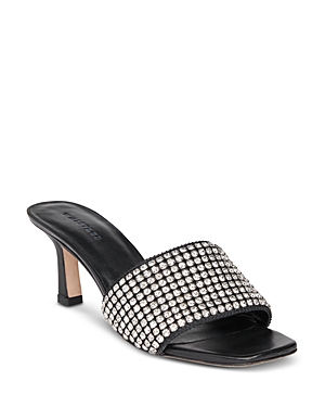 Shop Whistles Women's Adella Square Toe Diamante Mid Heel Sandals In Black
