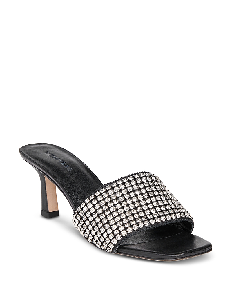 Whistles Women's Adella Square Toe Diamante Mid Heel Sandals