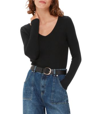 Whistles - Essential Ribbed V Neck Top