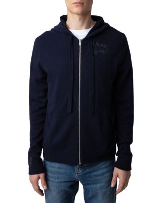 Zadig & Voltaire - Embroidered Zip Front Sweater Hoodie
